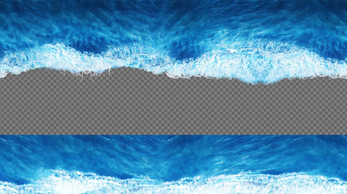蓝色海浪拍打沙滩无限循环无限拼接含通道