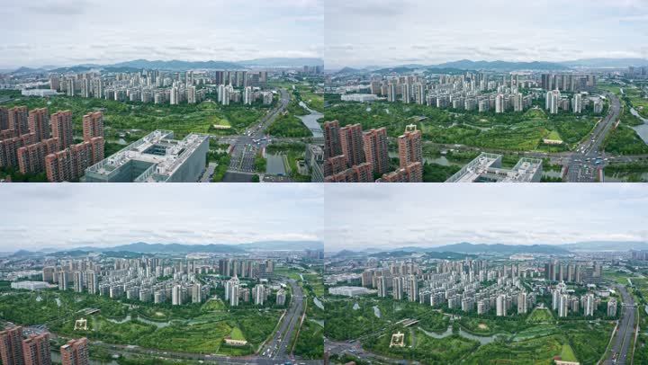 宁波东部新城生态走廊房地产楼盘航拍