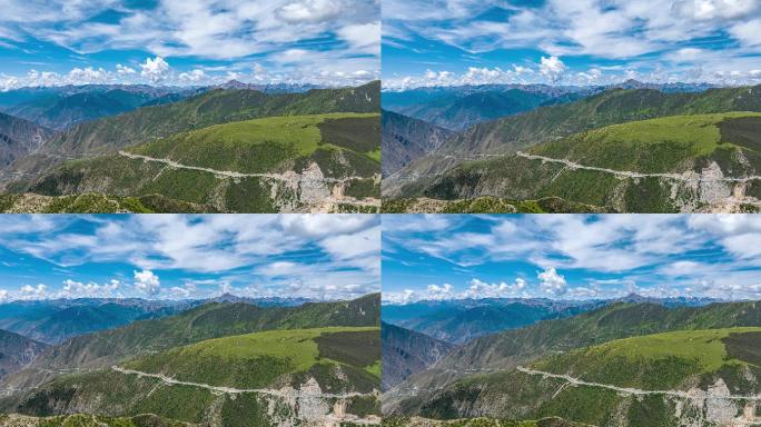 川藏318风景航拍延时摄影蓝天白云湖雪山