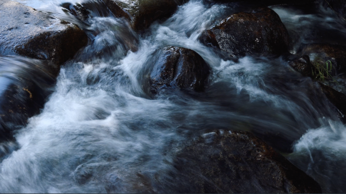 4k 慢门 深山林间小溪 溪流溪水 水流