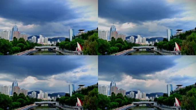 西宁南川河 西关桥 地标建筑延时摄影