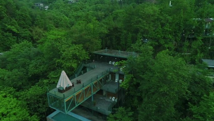 竹林名宿公园城市绿色生态航拍名宿生态酒店