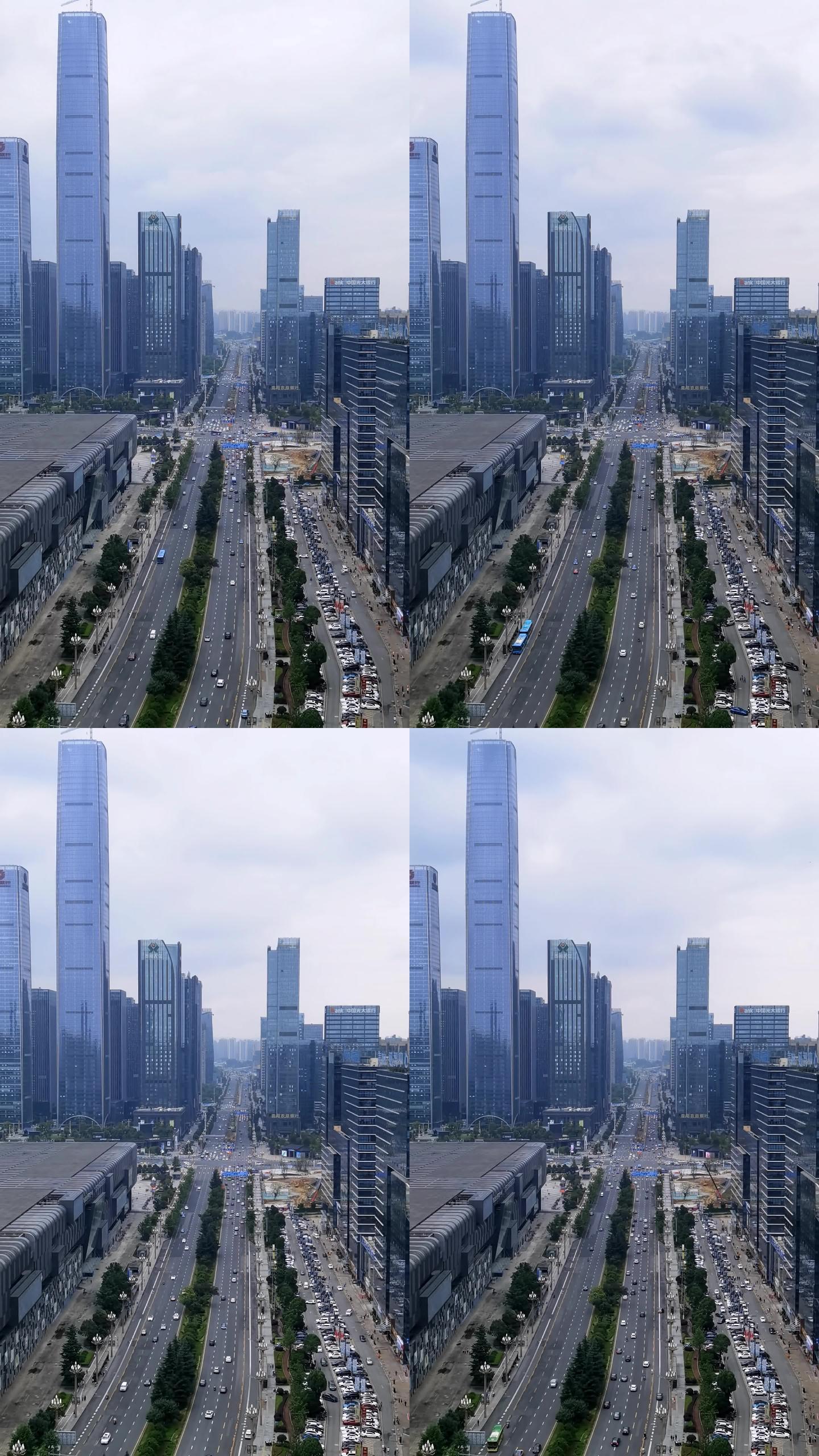 城市大气马路车流延时摄影4K