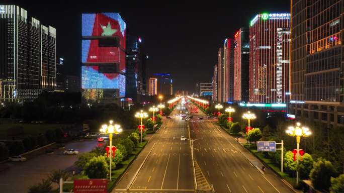 临沂道路夜景航拍