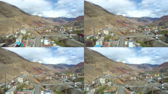 4K西藏昌都市八宿县城市景观航拍素材