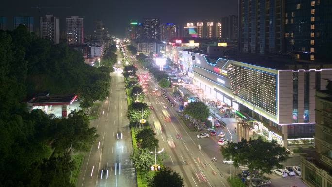 江门 江海区 江海广场江海路夜景车流光流