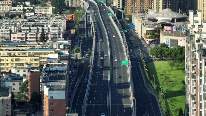 信阳十八大街城市道路航拍