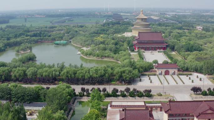 山东省庆云县海岛金山寺航拍