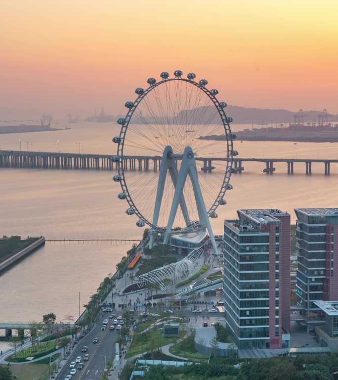 8K深圳摩天轮晚霞日转夜延时