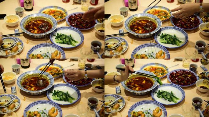 椒香麻龙鱼四菜一桌用餐环境