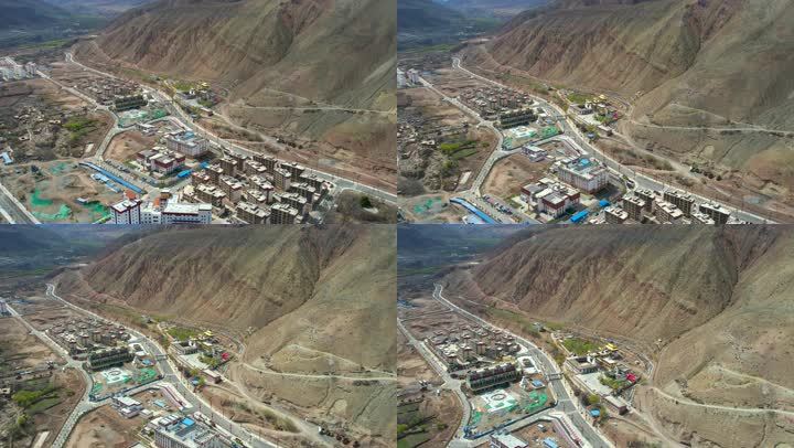 4K西藏昌都市八宿县城市景观航拍素材
