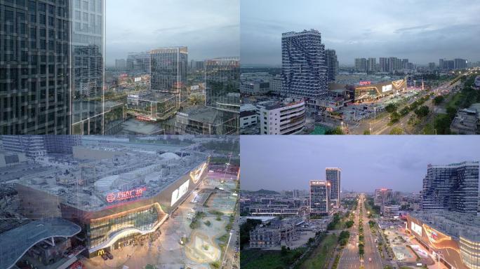 航拍江门江海高新区江海万达商业体夜景