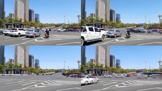 城市大气马路十字路口车流延时摄影4K