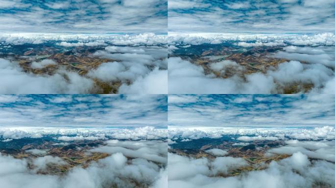 川藏318风景航拍延时摄影蓝天白云湖雪山