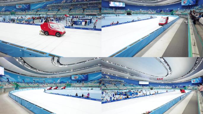 冰丝带国家速滑馆浇冰车作业