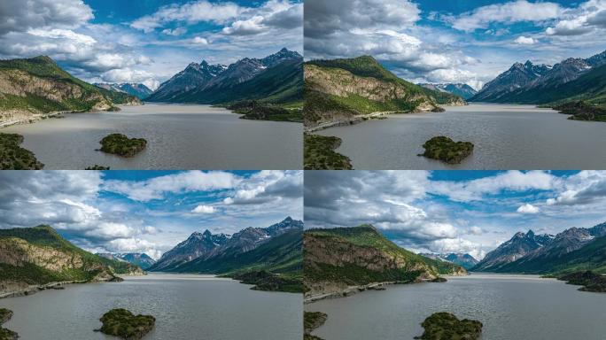 川藏318风景航拍延时摄影蓝天白云湖雪山