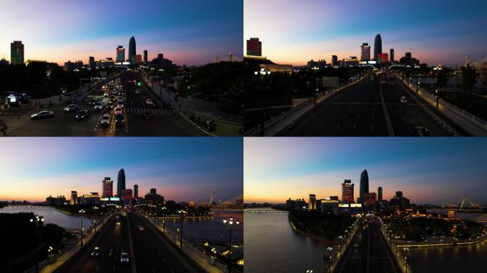 城市夕阳、夜景航拍