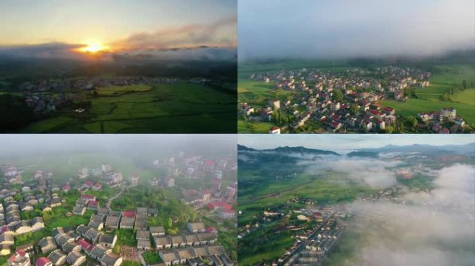 乡村清晨的自然风景