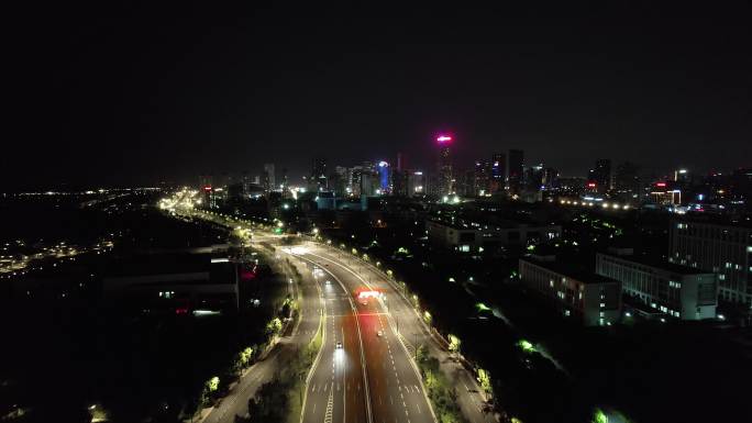 江苏南通郊区高架夜景航拍