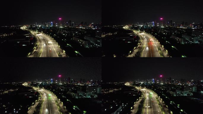 江苏南通郊区高架夜景航拍