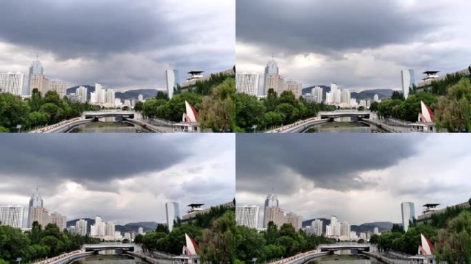 西宁南川河、西关桥、地标建筑延时摄影