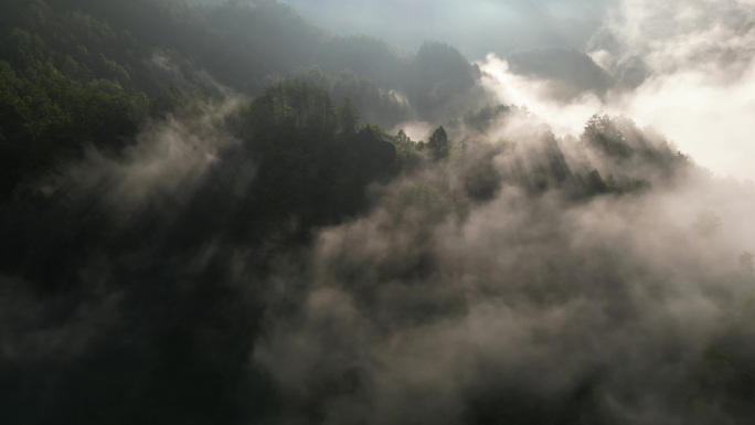 4K原生态大自然云雾山林乡村美景意境航拍