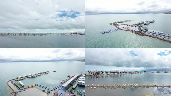 青海 青海湖边游客