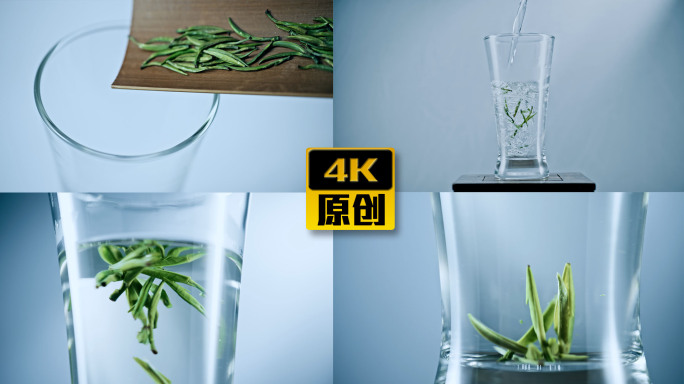 【4K】玻璃杯绿茶旋转 唯美高速拍摄B