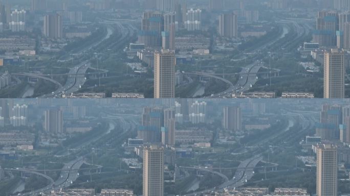 西安城市风光素材三桥立交城市绿化生态环境