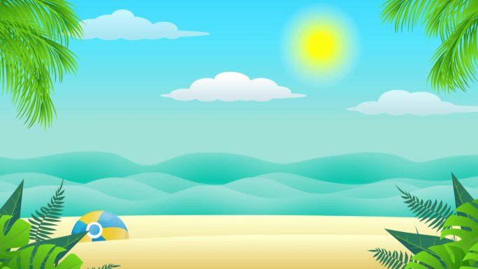 卡通夏日热带海滩视频背景
