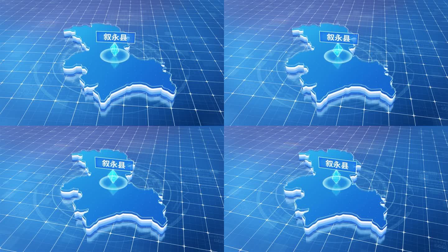 叙永县蓝色科技感定位立体地图