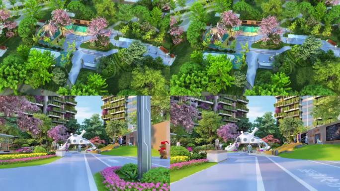 三维3D住宅儿童游乐园  小区园林