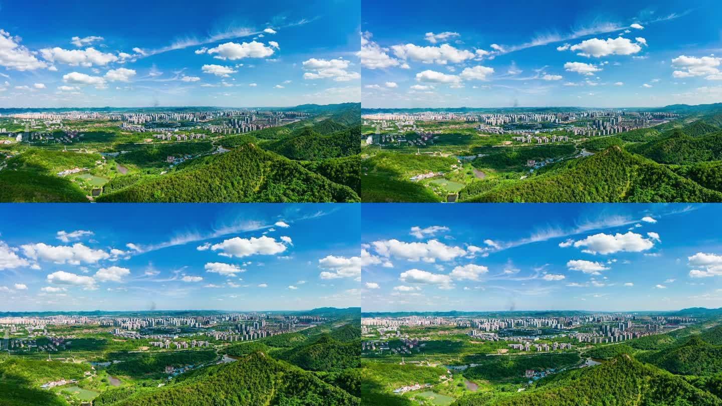 重庆大学城观景台全景航拍空镜头
