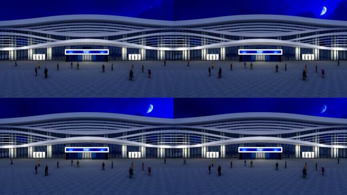 火车站动画背景-外景夜景