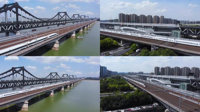 杭州彭埠大桥高铁4K航拍