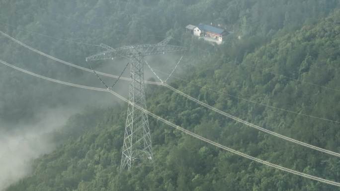 山区输变电网电塔高压线4K