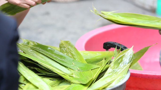 江南浙江端午美食包粽子粽叶老家乡愁味道