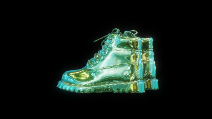 赛博朋克元宇宙机车系带马丁靴透明通道素材