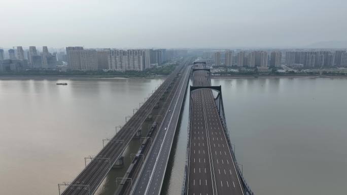 杭州钱塘江大桥航拍合集4K原始素材
