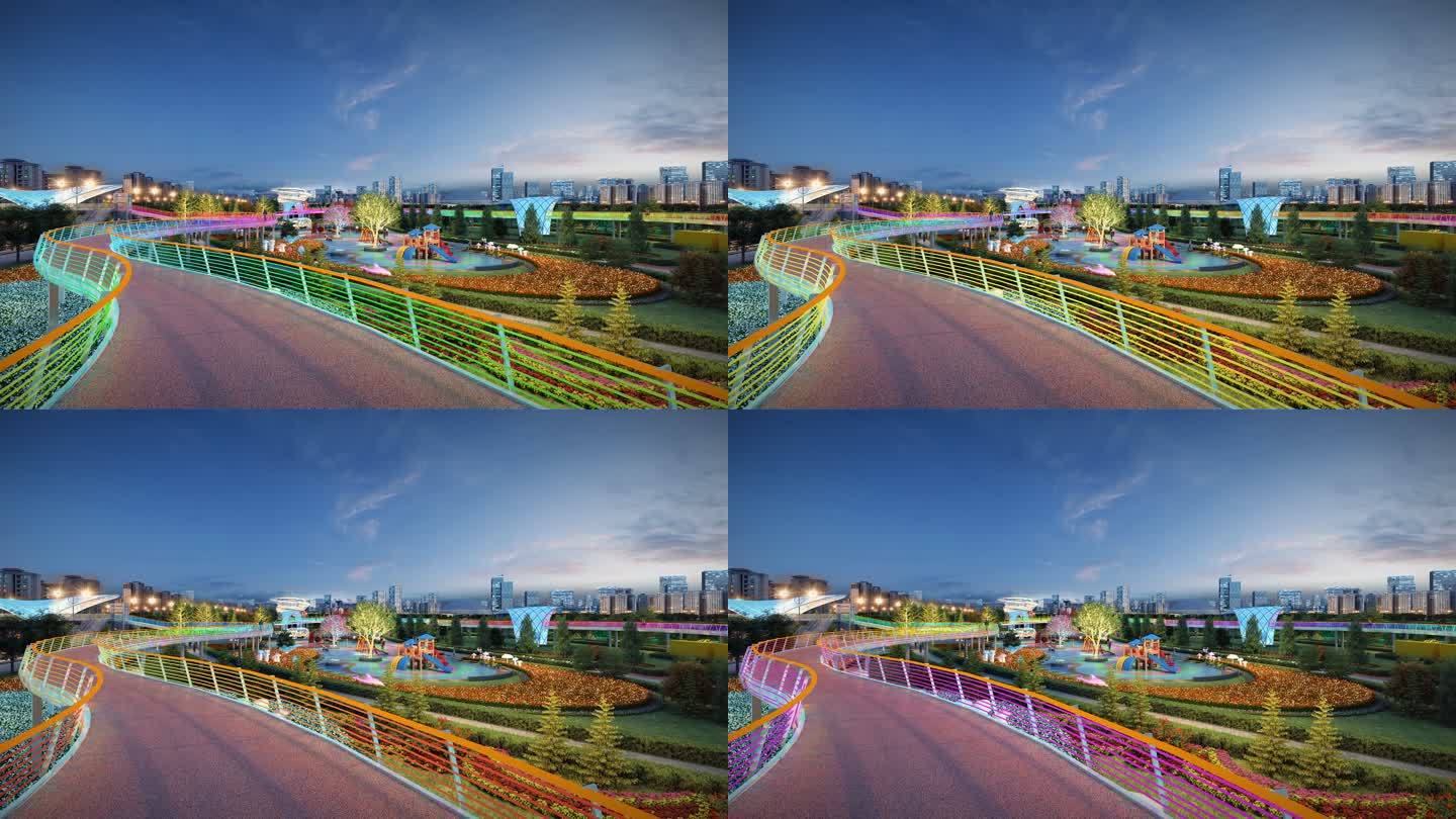 空中天桥 三维 地产动画 公园 游乐园