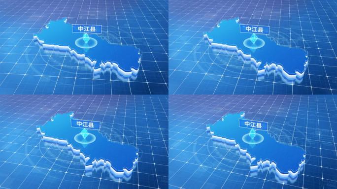 中江县蓝色科技感定位立体地图