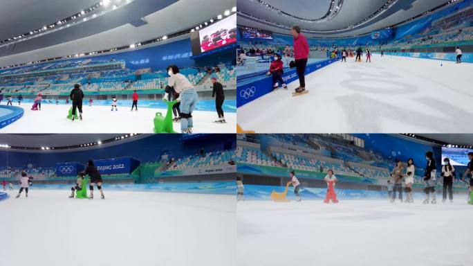 游客在冰丝带国家速滑馆滑冰4K