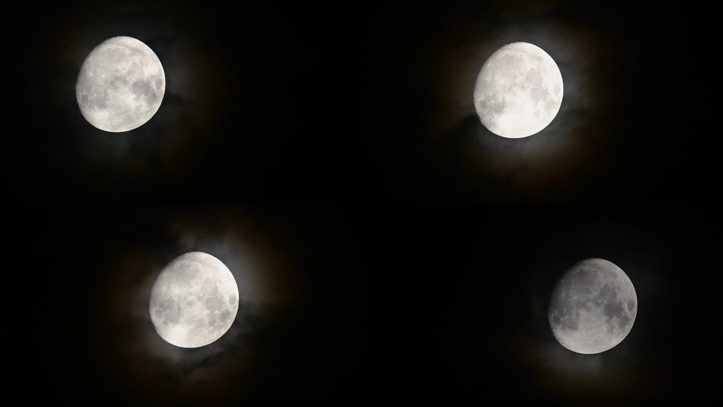 夜空中的月亮夜晚一轮明月延时摄影