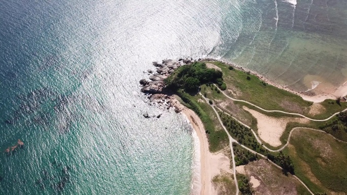 航拍海南最美一线海景海岸线