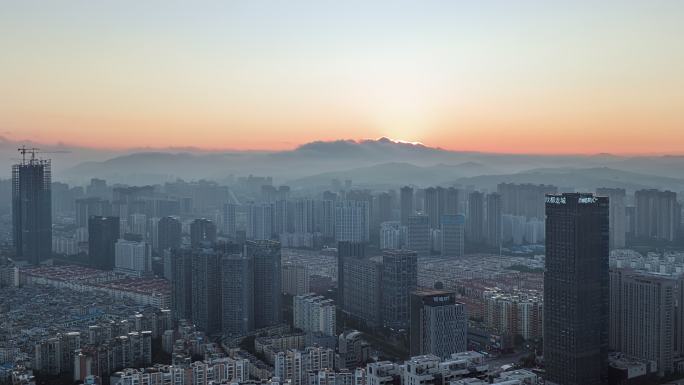 【4K】昆明北市区欣都龙城日出航拍延时