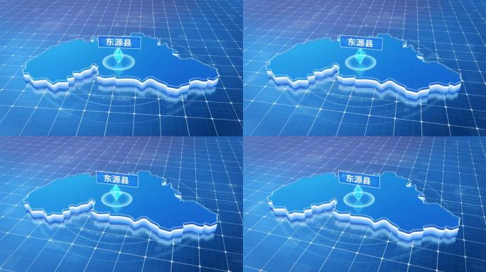东源县蓝色科技感定位立体地图
