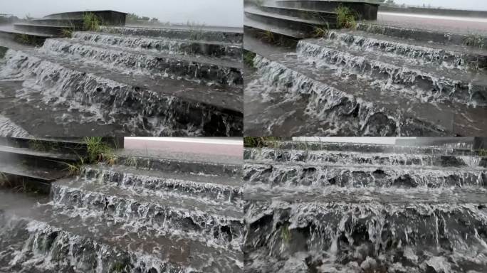 暴雨来临强降雨积水倾斜而下