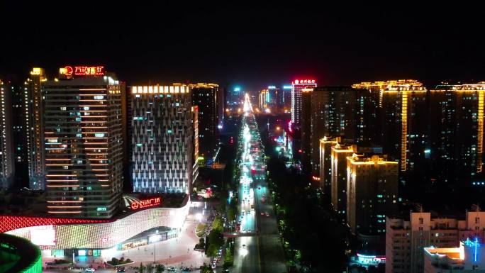 城市航拍夜景组镜 老式火车站夜景