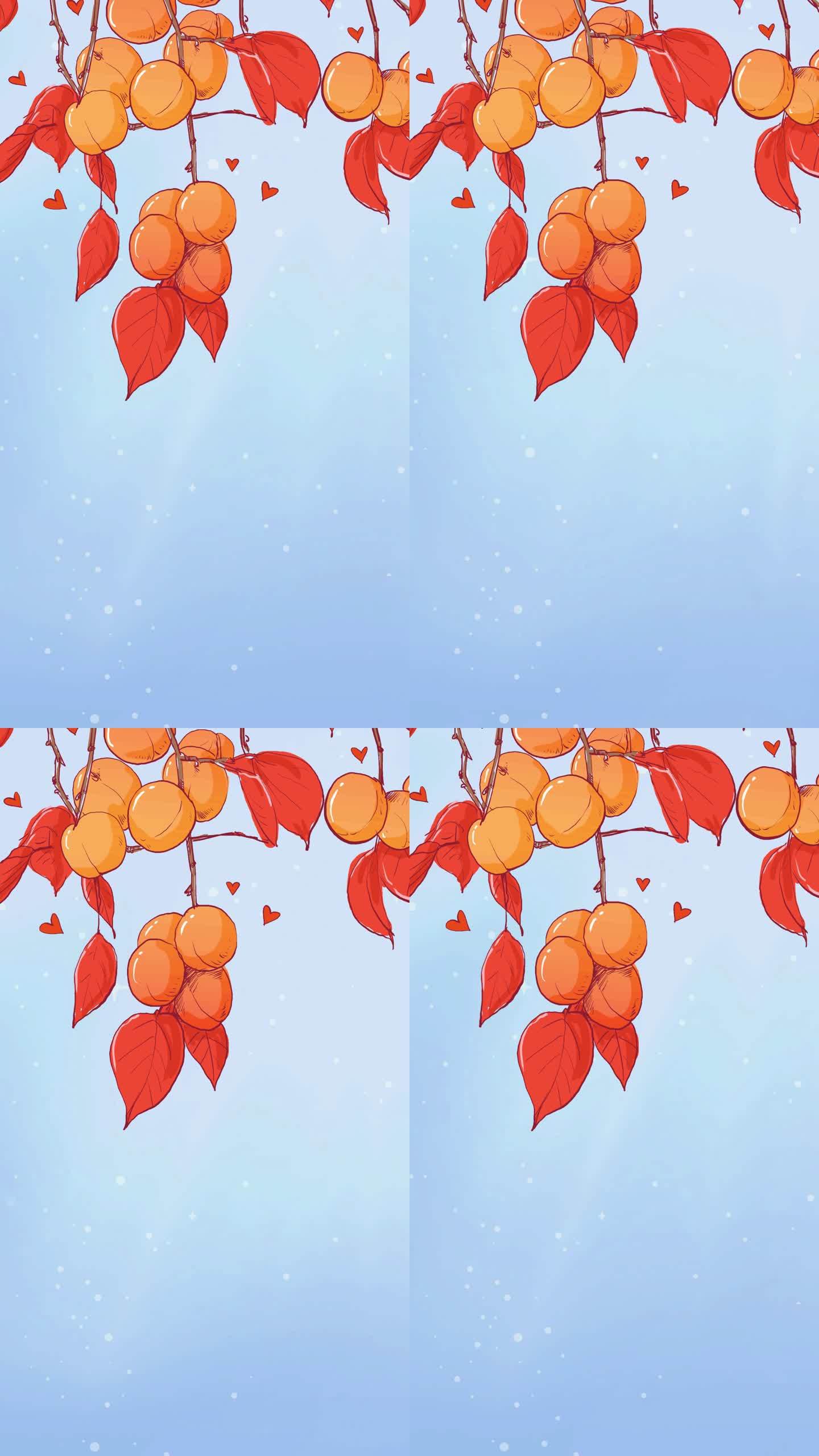 秋天果实暖色调插画动画背景竖屏竖版