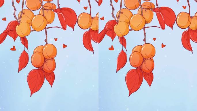 秋天果实暖色调插画动画背景竖屏竖版